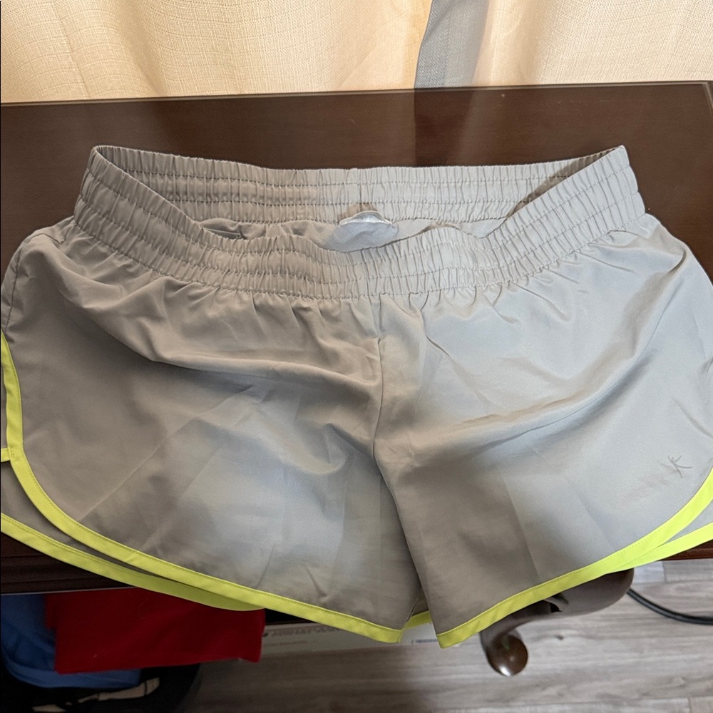 Danskin Athletic Shorts in Gray with Yellow Trim